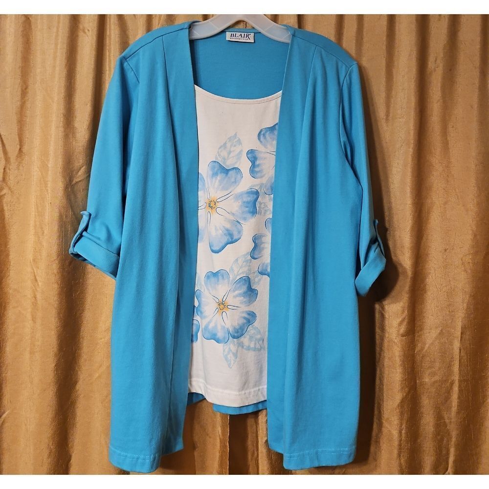 Blair Turquoise Cardigan with Floral Top